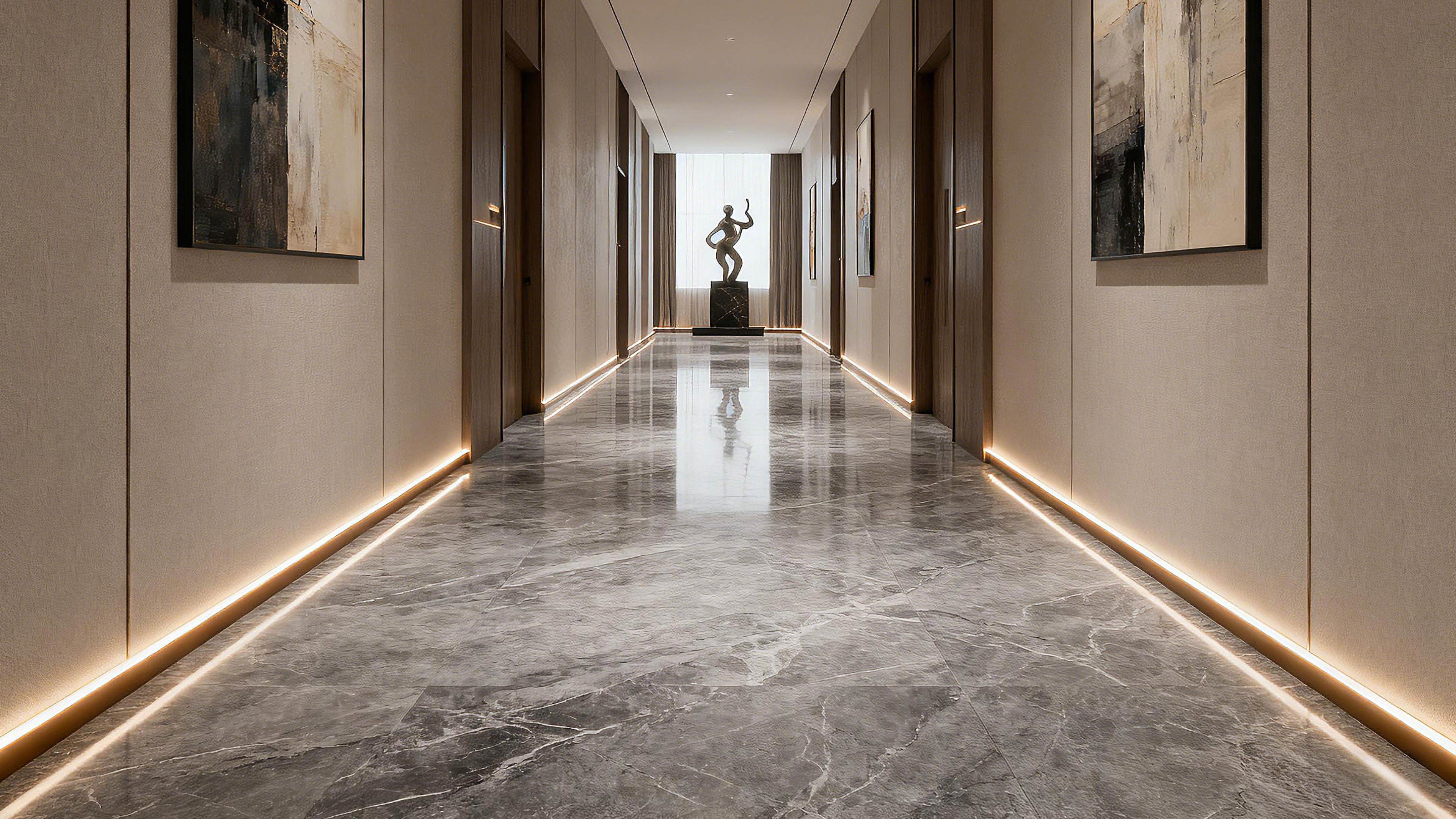 High-end interior decoration scene featuring Mrs. Alu aluminum wall systems and decorative profiles